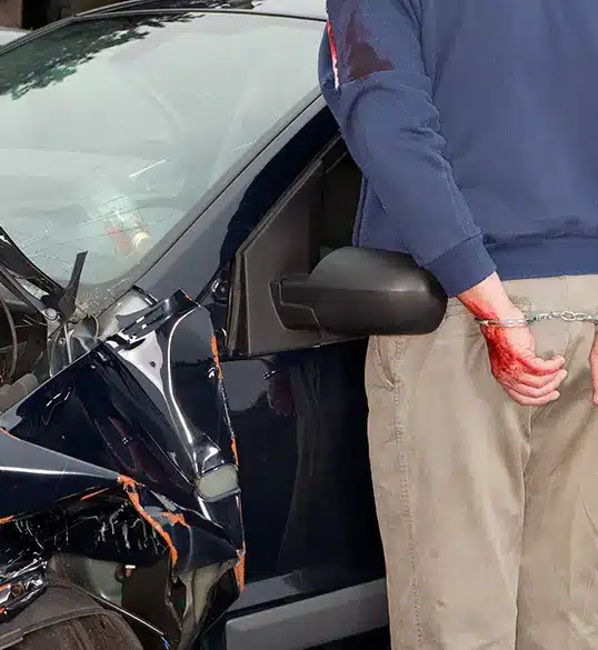 Hombre esposado en un accidente por conducción temeraria